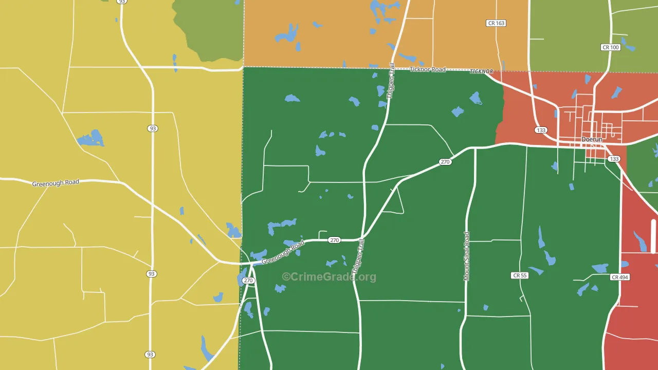 Ticknor, GA Map of Assault Rates