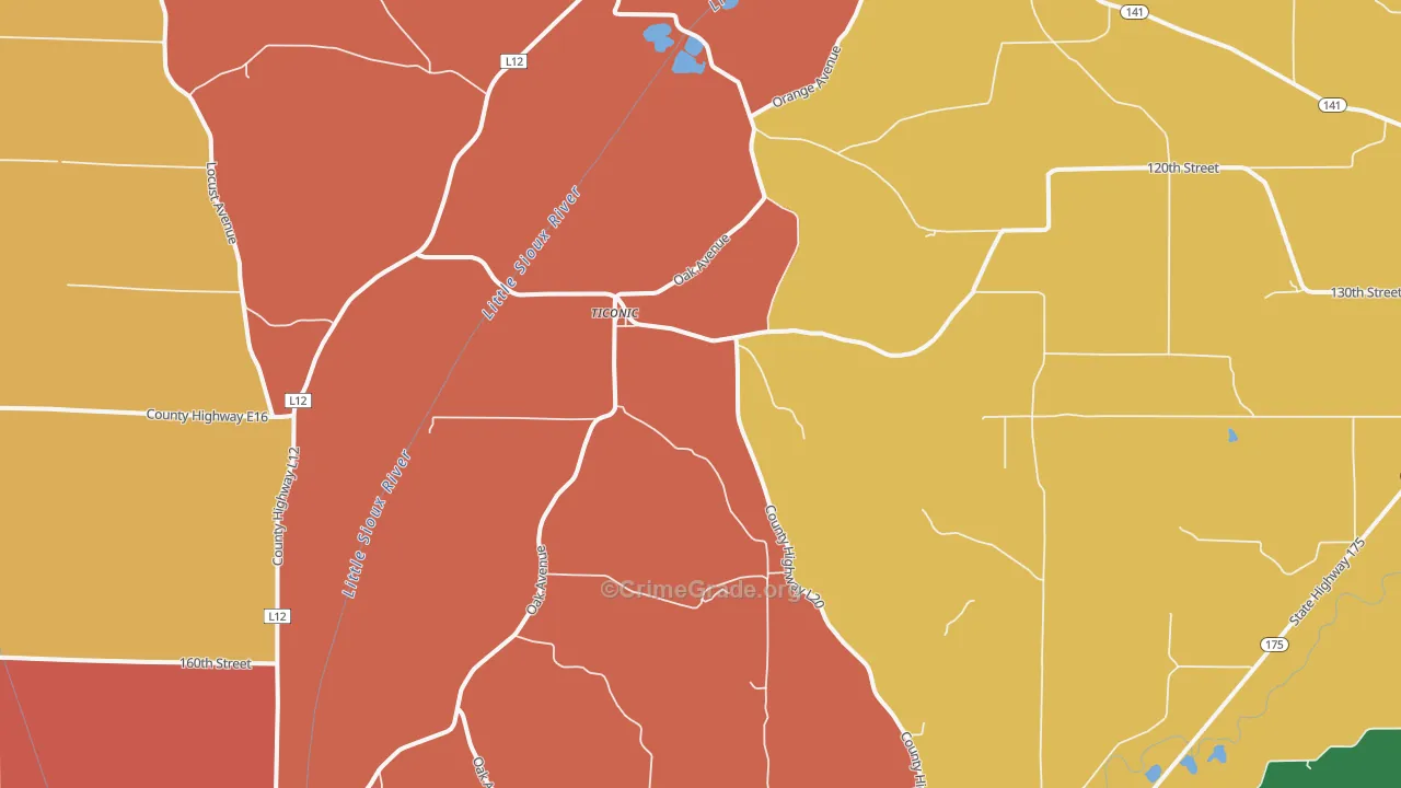 Ticonic, IA Map of Assault Rates