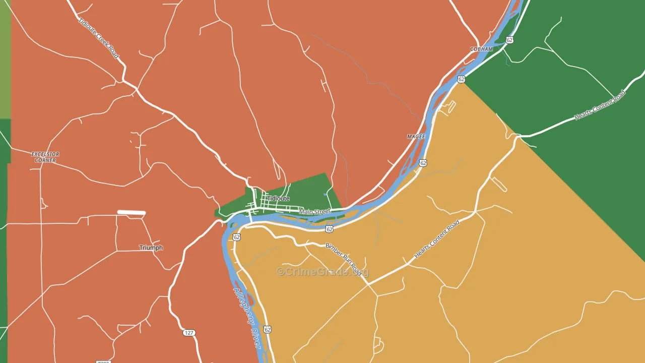 Tidioute, PA Map of Assault Rates