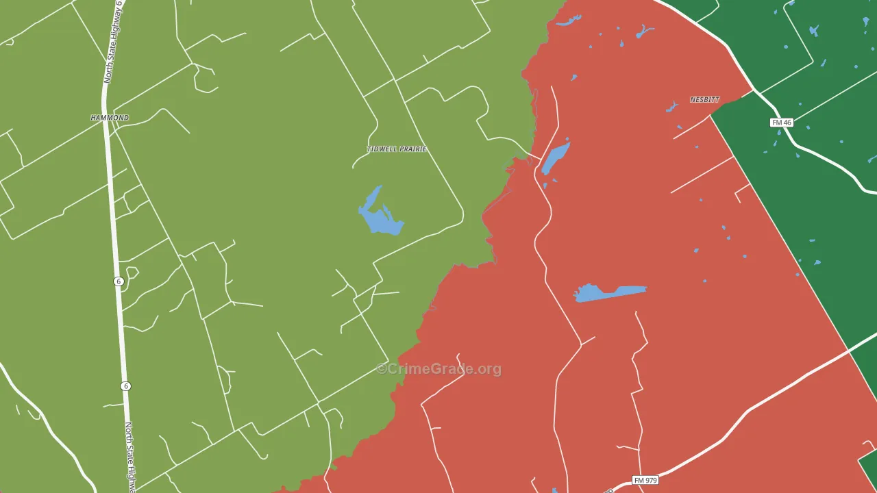 Tidwell Prairie, TX Map of Assault Rates