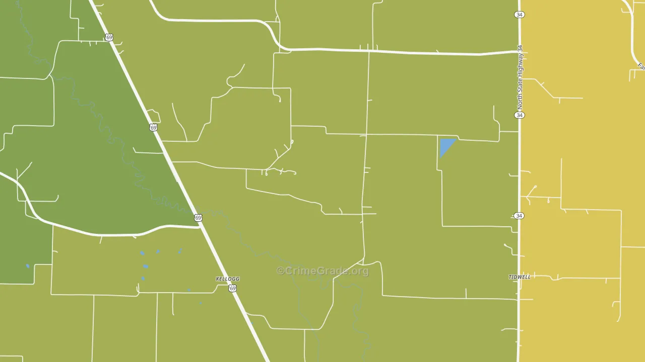 Tidwell, TX Map of Assault Rates