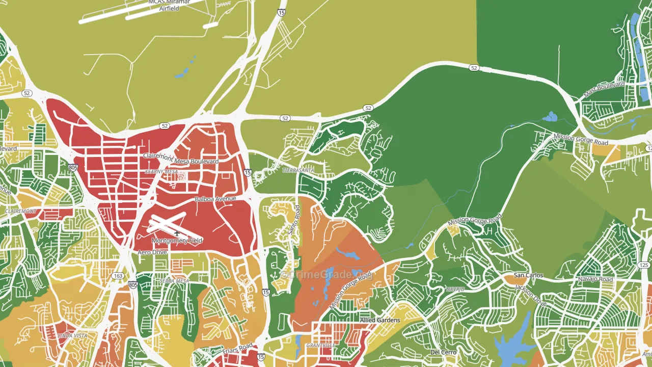 Tierrasanta, San Diego, CA Map of Assault Rates