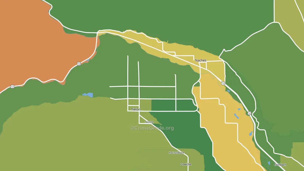 Tieton, WA Map of Assault Rates