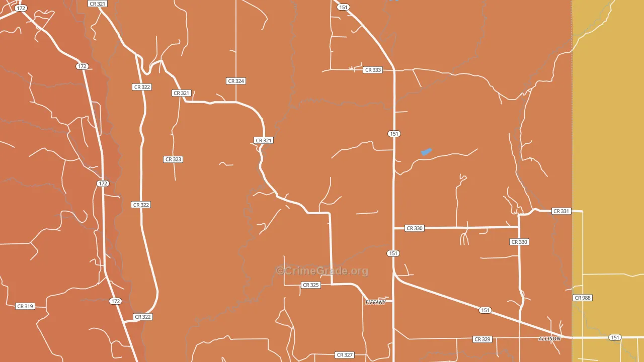 Tiffany, CO Map of Assault Rates