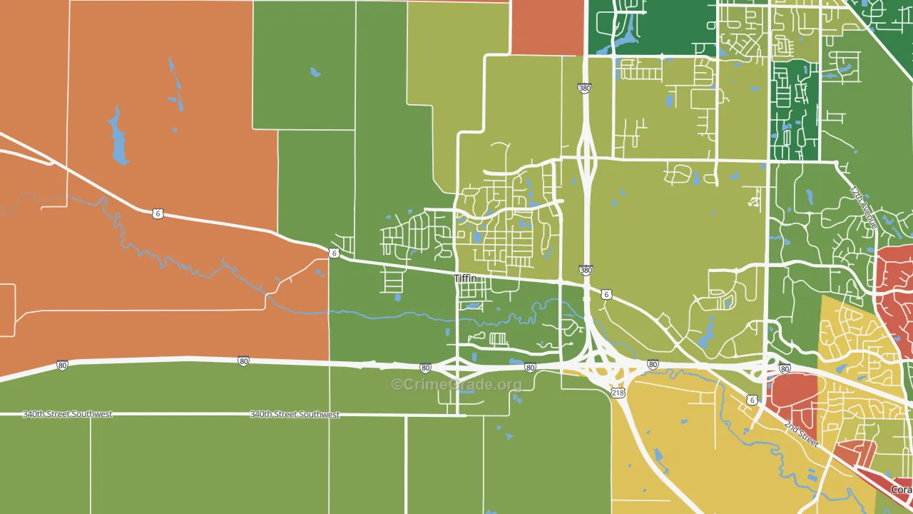 Tiffin, IA Map of Assault Rates