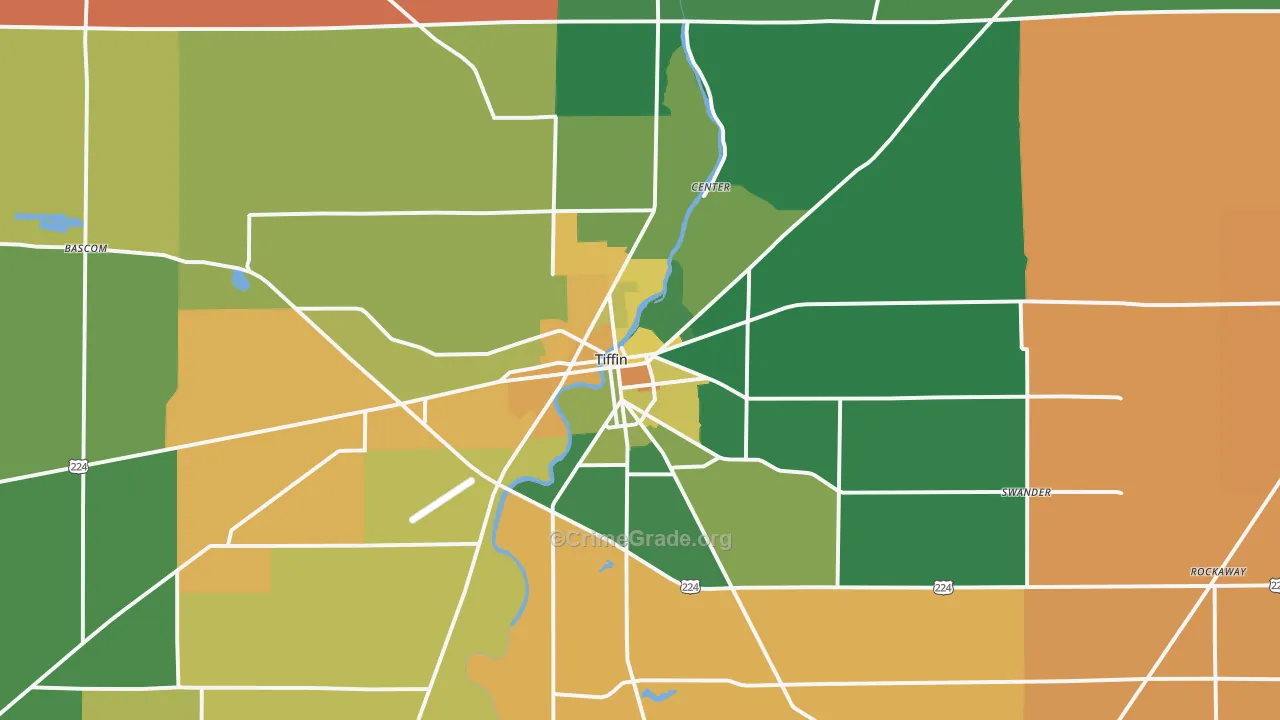 Tiffin, OH Map of Assault Rates