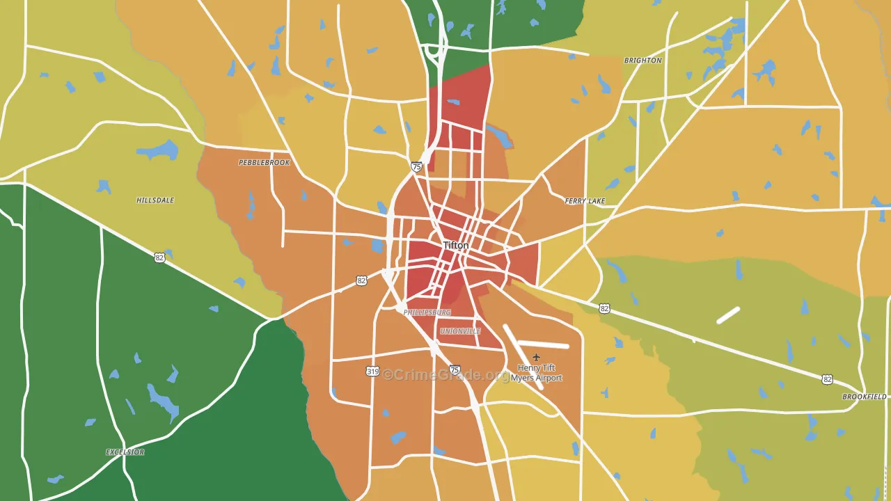 Tift County, GA Map of Assault Rates