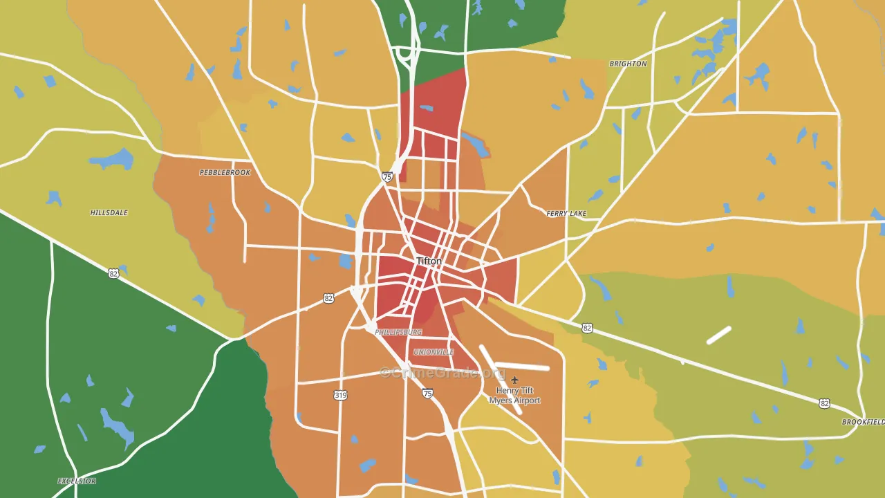 Tifton, GA Map of Assault Rates