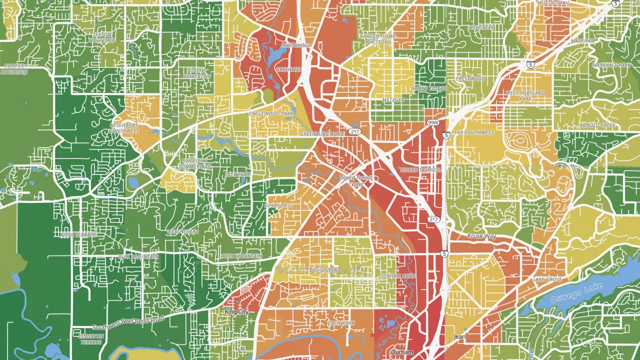 Tigard, OR Map of Assault Rates