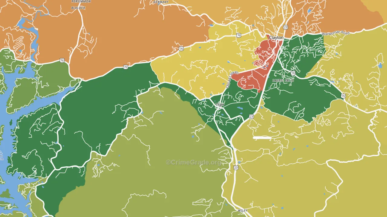 Tiger, GA Map of Assault Rates