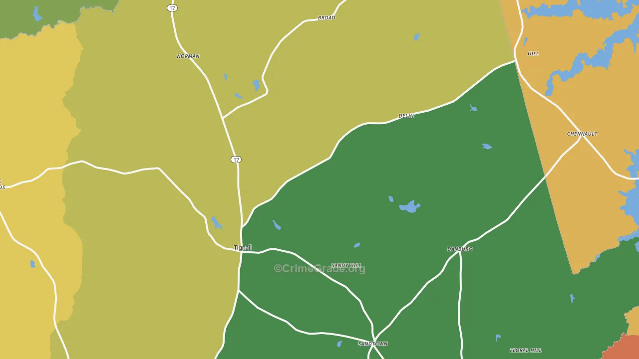 Tignall, GA Map of Assault Rates