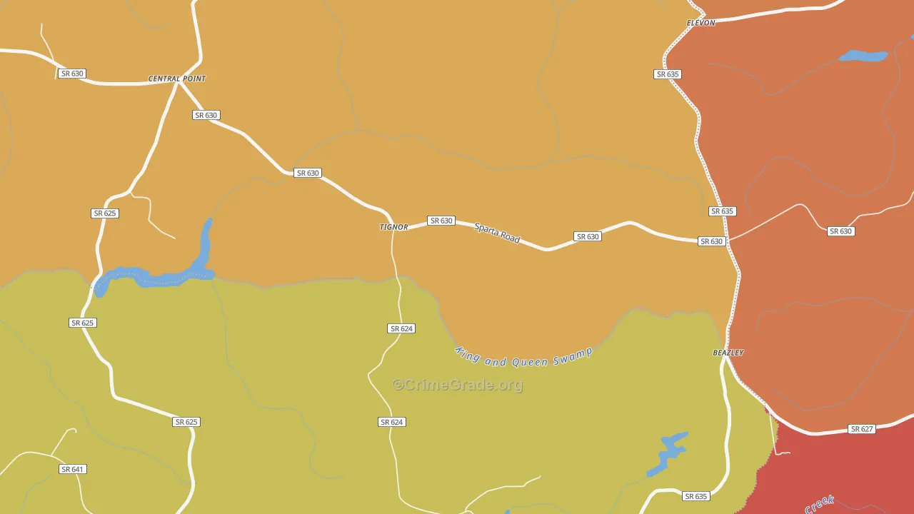 Tignor, VA Map of Assault Rates