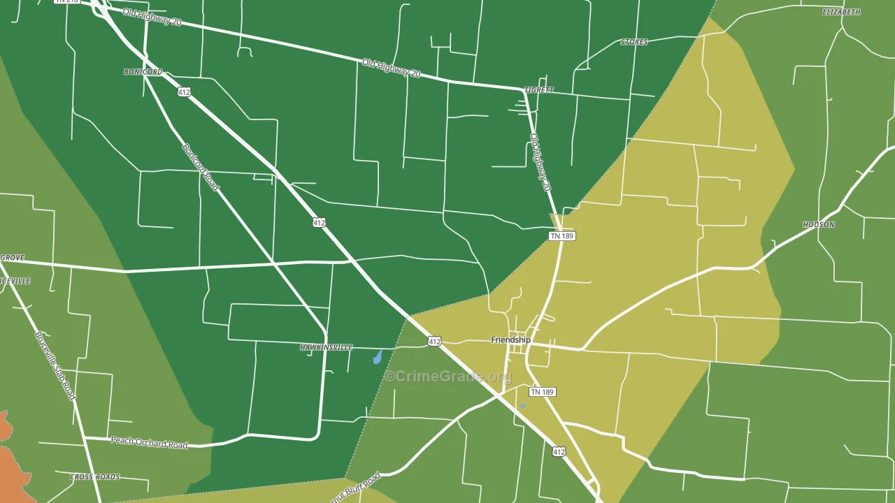 Tigrett, TN Map of Assault Rates