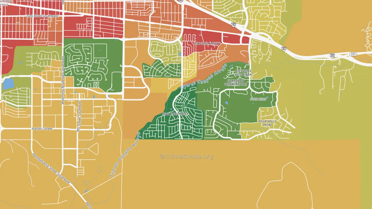 Tijeras Arroyo, Albuquerque, NM Map of Assault Rates