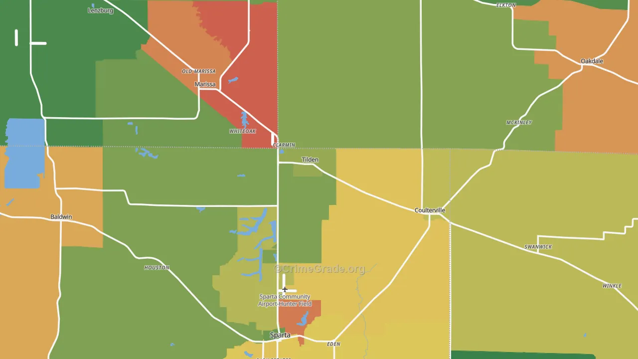 Tilden, IL Map of Assault Rates