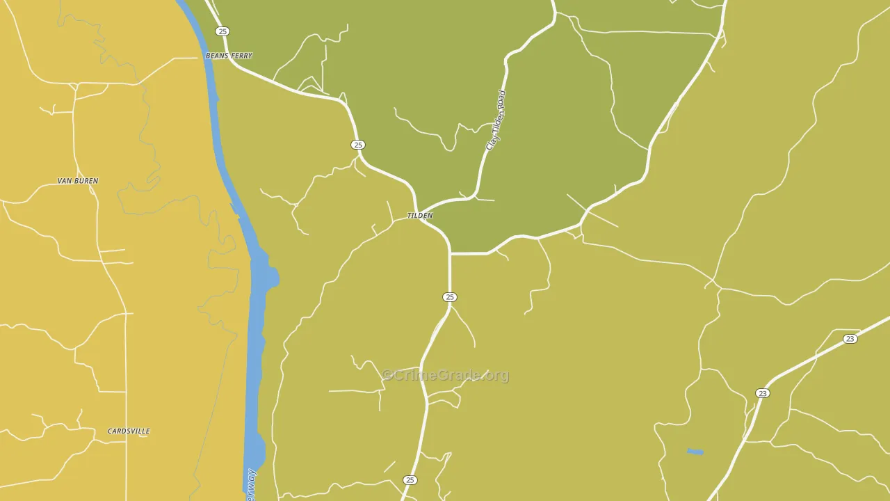 Tilden, MS Map of Assault Rates