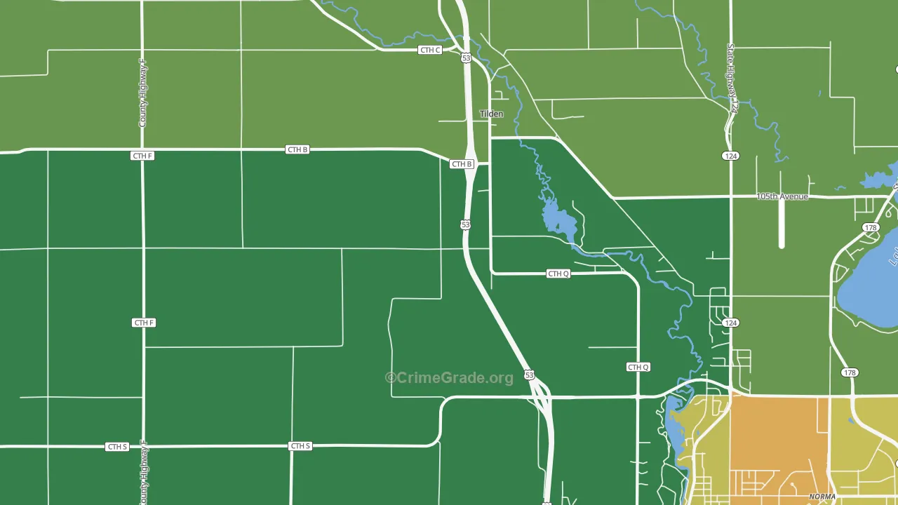 Tilden, WI Map of Assault Rates