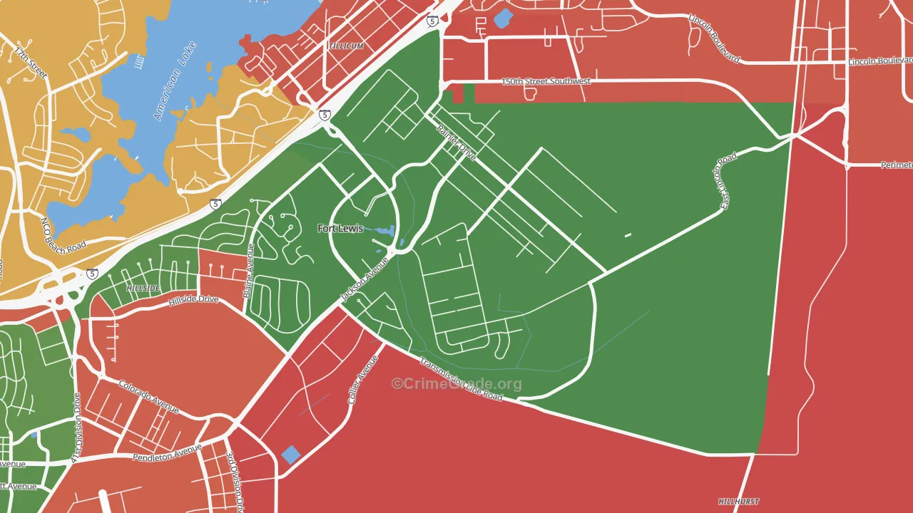 Tillicum, WA Map of Assault Rates
