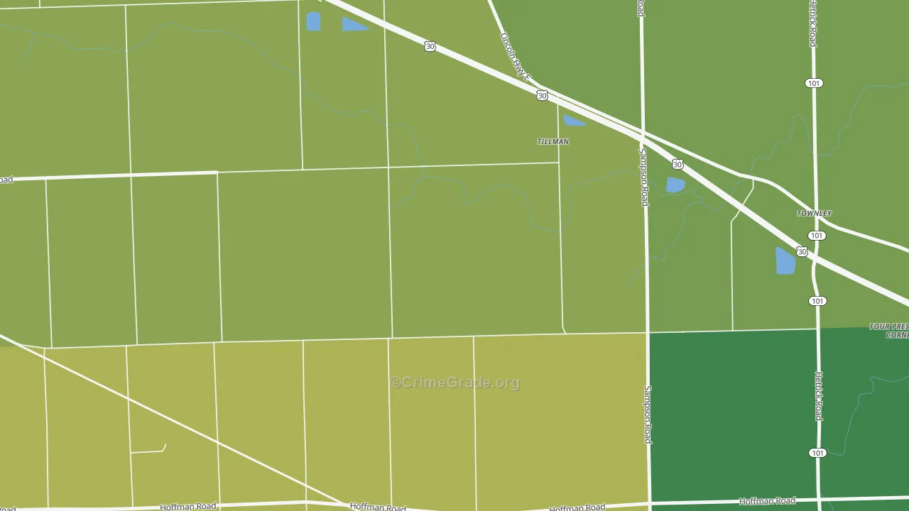 Tillman, IN Map of Assault Rates