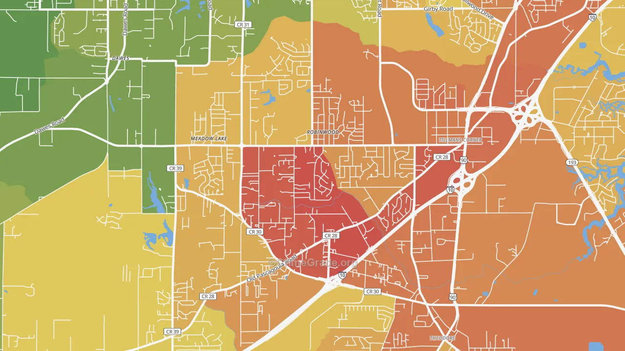 Tillmans Corner, AL Map of Assault Rates