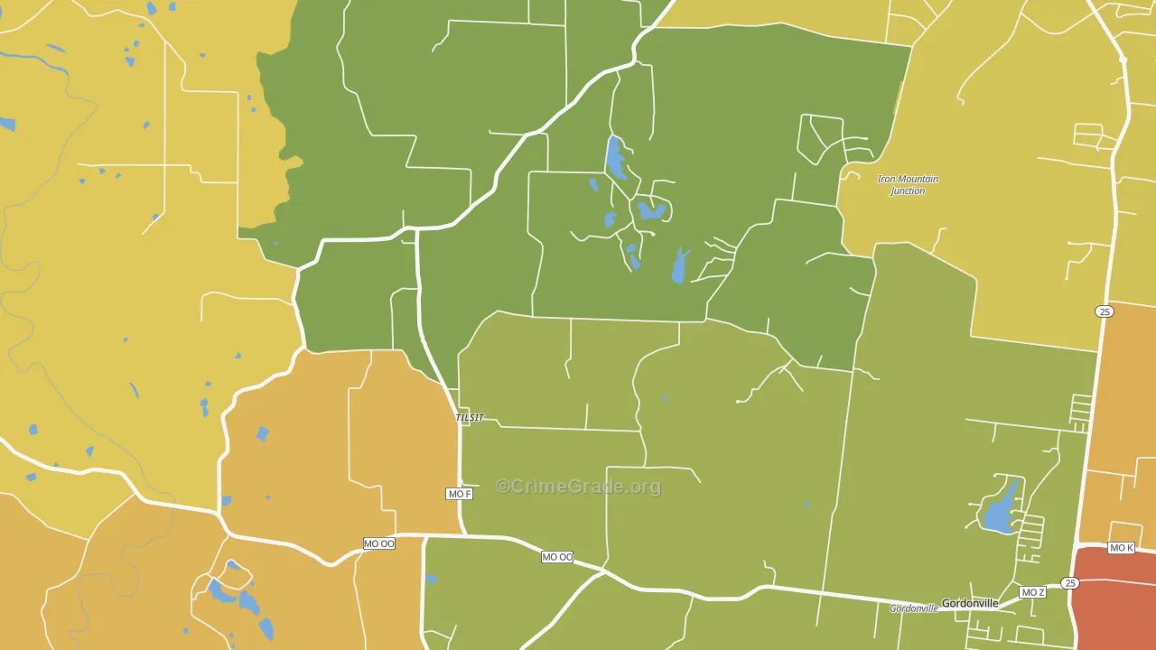 Tilsit, MO Map of Assault Rates