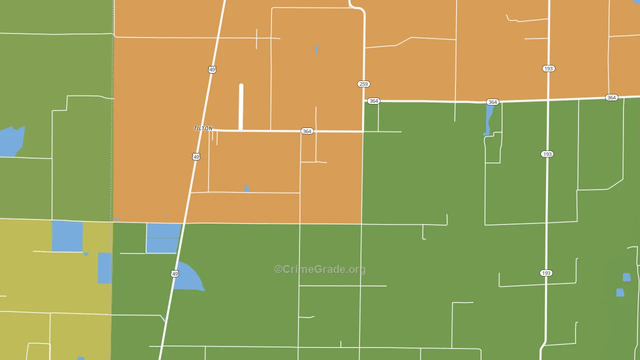 Tilton, AR Map of Assault Rates