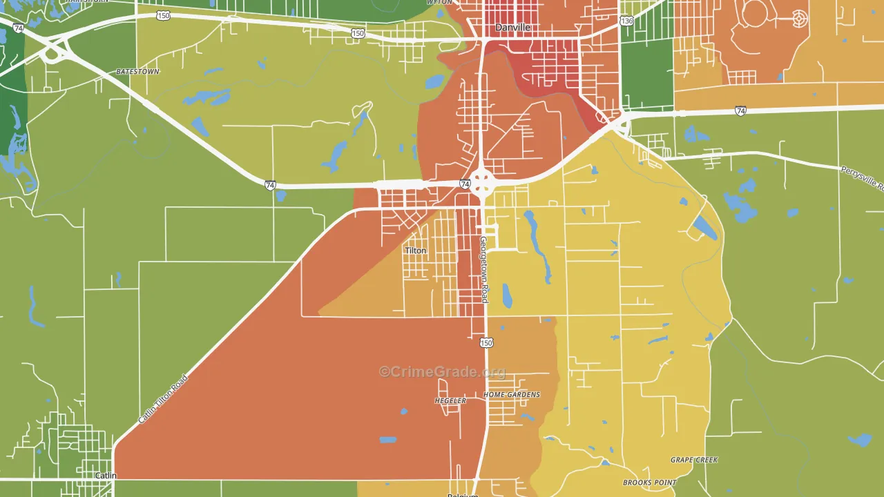 Tilton, IL Map of Assault Rates