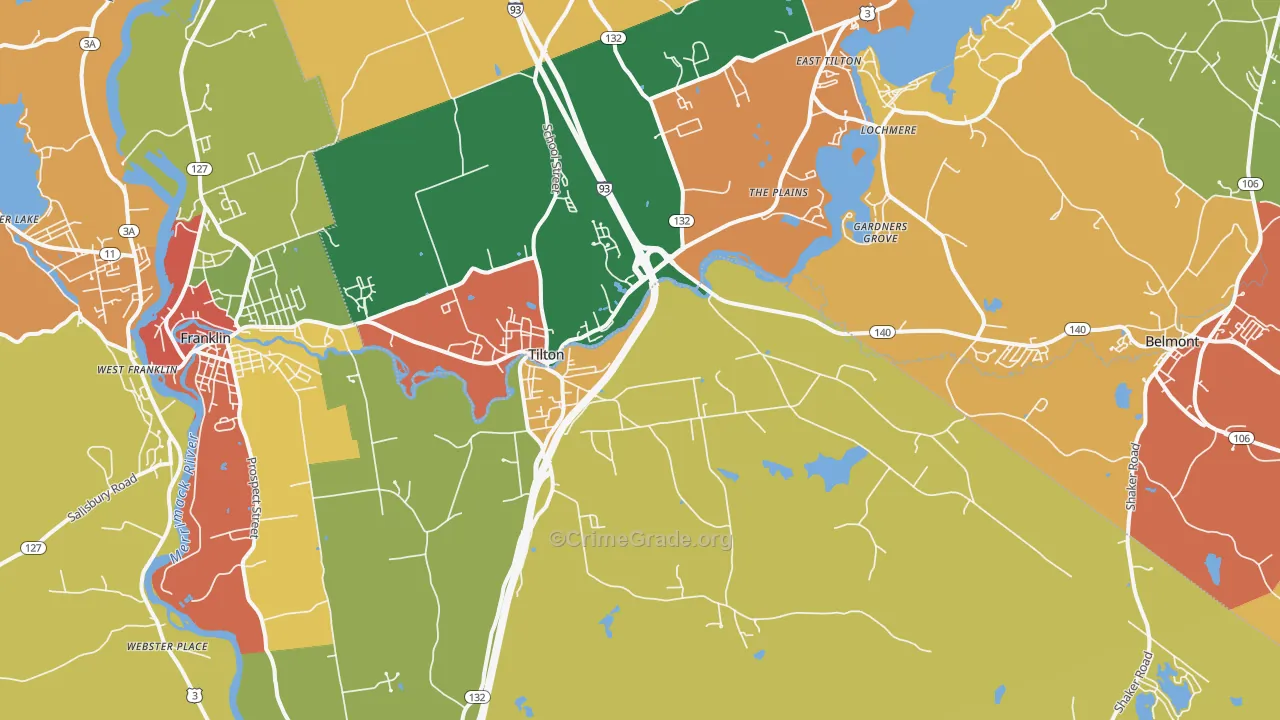 Tilton, NH Map of Assault Rates