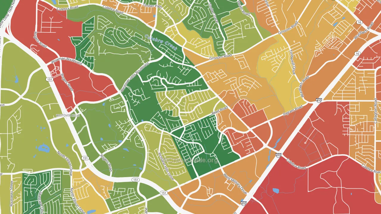Timber Ridge, San Antonio, TX Map of Assault Rates