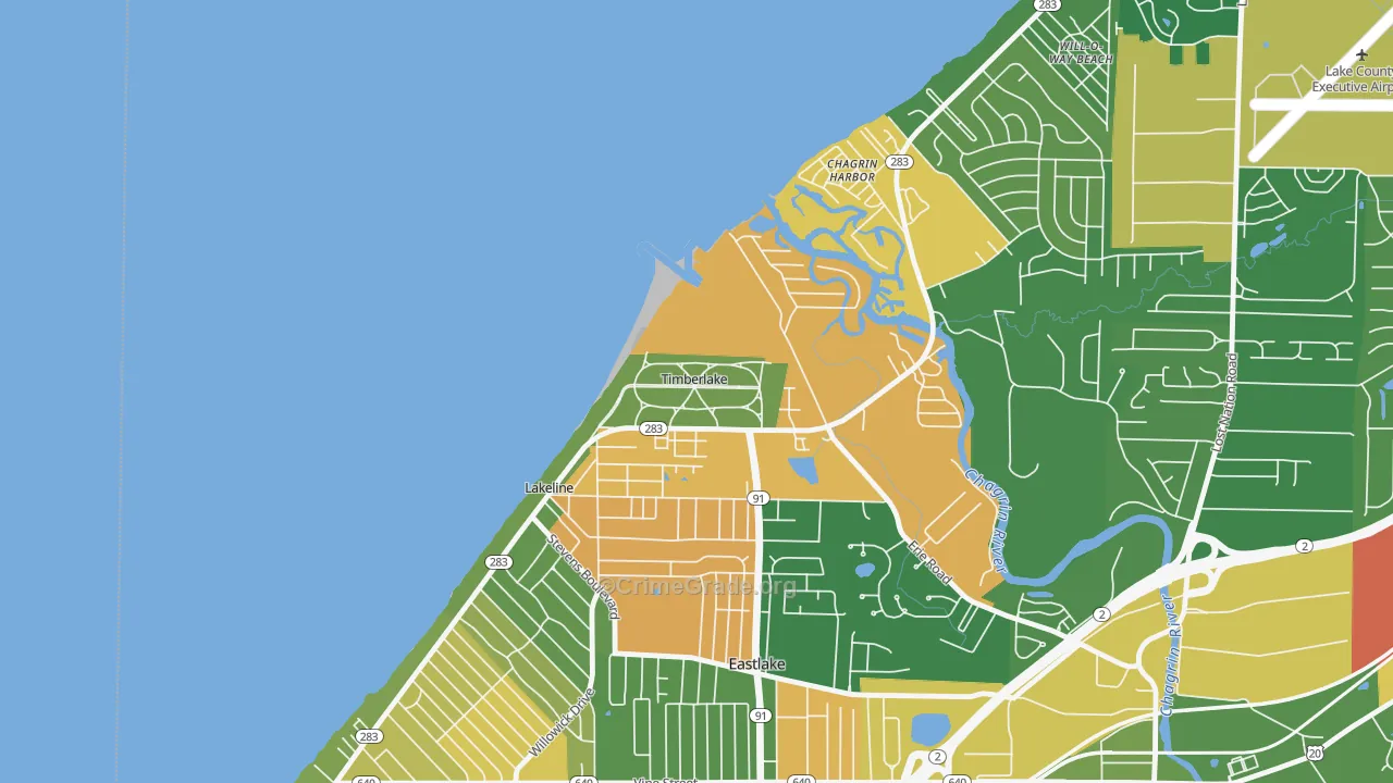 Timberlake, OH Map of Assault Rates