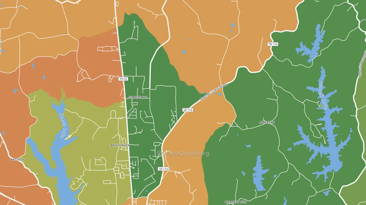 Timberlake, TN Map of Assault Rates