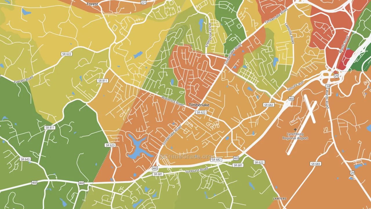 Timberlake, VA Map of Assault Rates