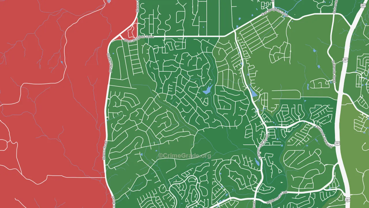 Timberwood Park, San Antonio, TX Map of Assault Rates