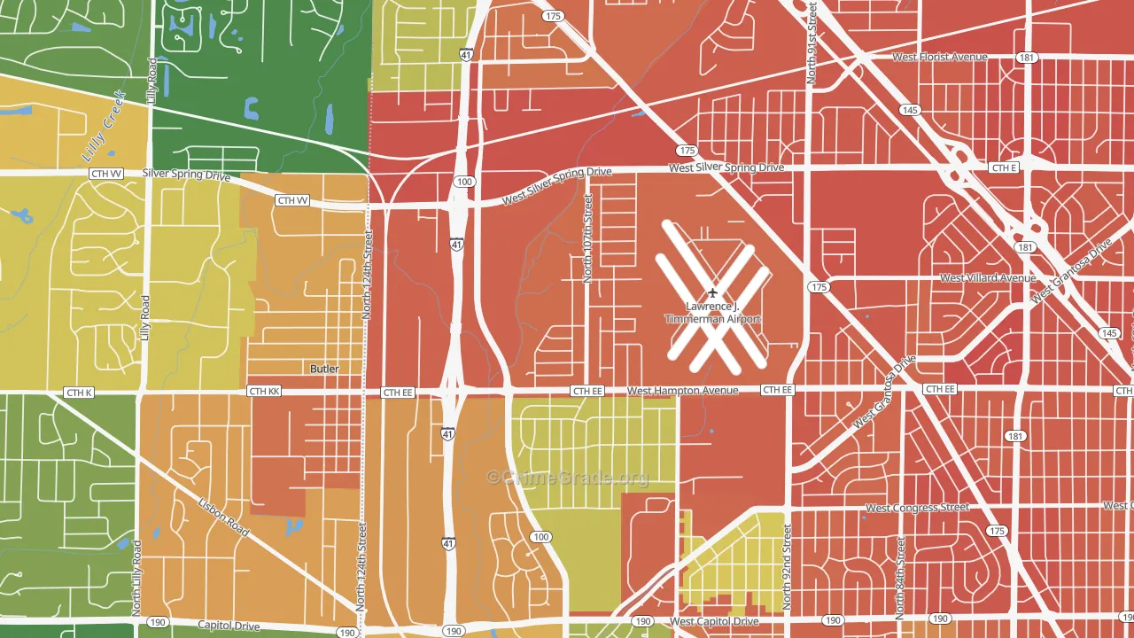 Timmerman West, Milwaukee, WI Map of Assault Rates