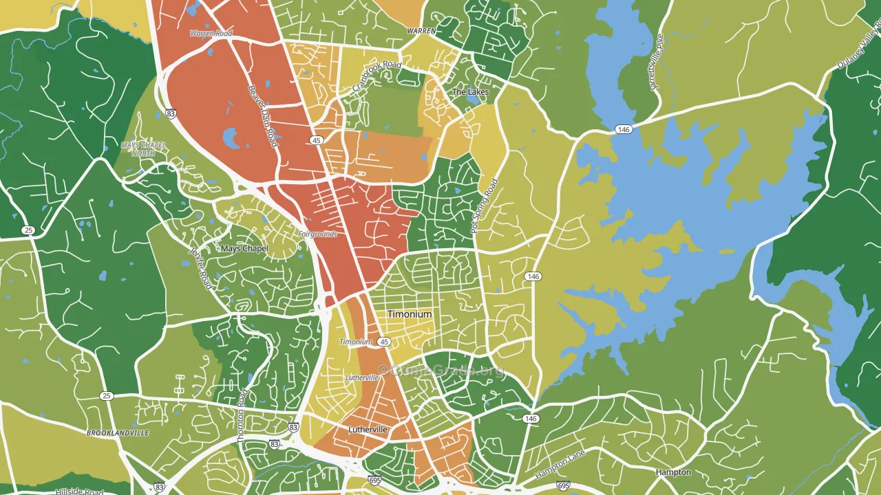 Timonium, MD Map of Assault Rates