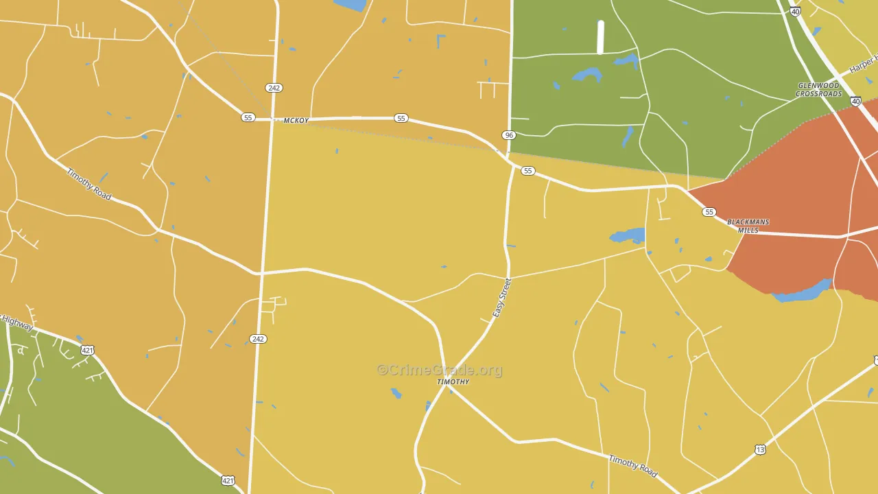 Timothy, NC Map of Assault Rates