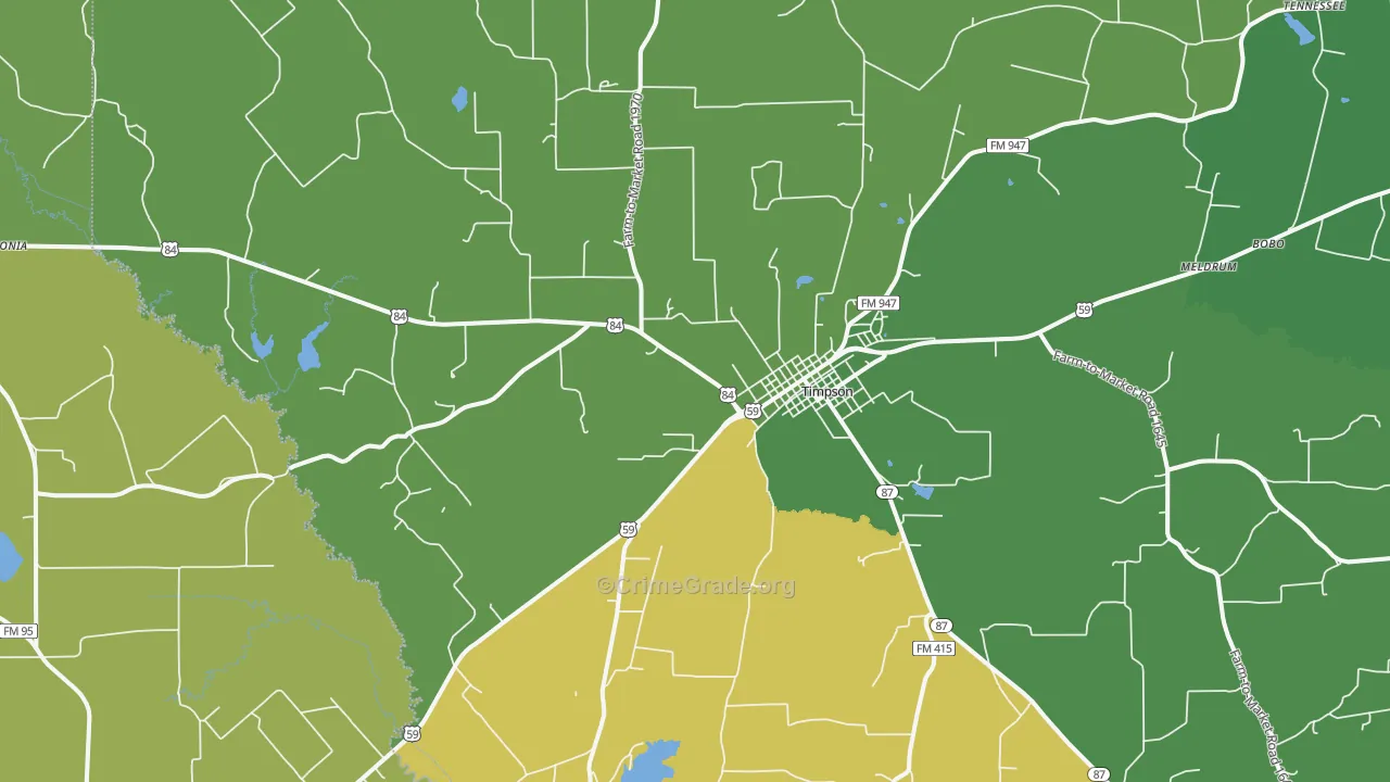 Timpson, TX Map of Assault Rates
