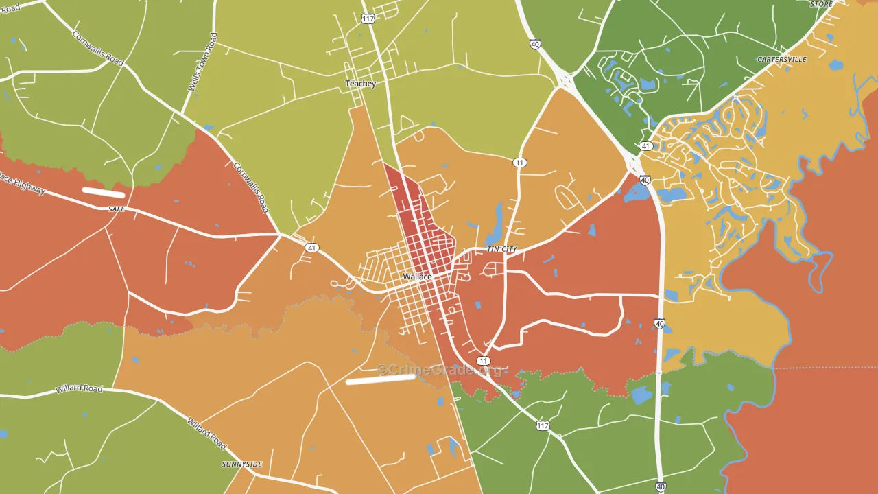 Tin City, NC Map of Assault Rates