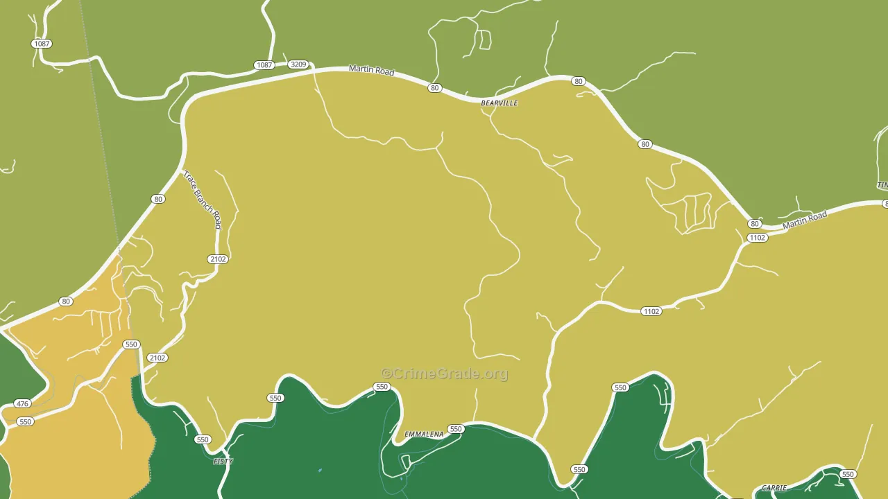 Tina, KY Map of Assault Rates