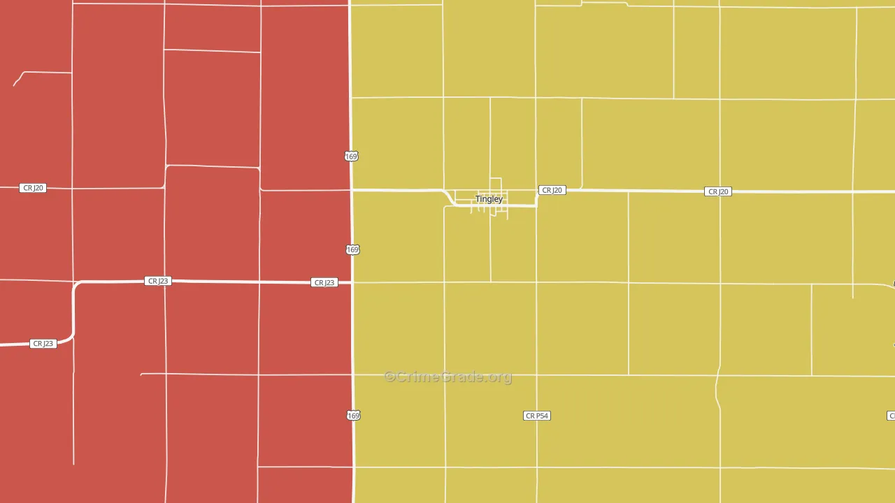 Tingley, IA Map of Assault Rates