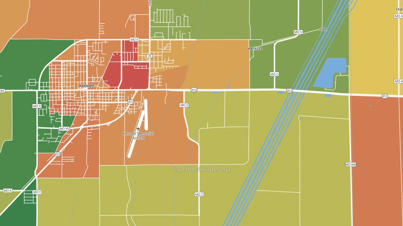 Tinkerville, MO Map of Assault Rates