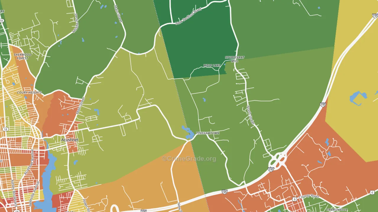 Tinkhamtown, MA Map of Assault Rates