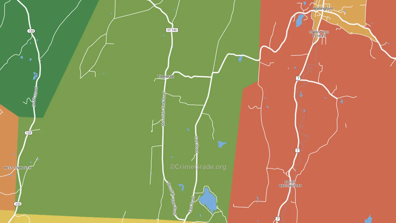 Tinmouth, VT Map of Assault Rates