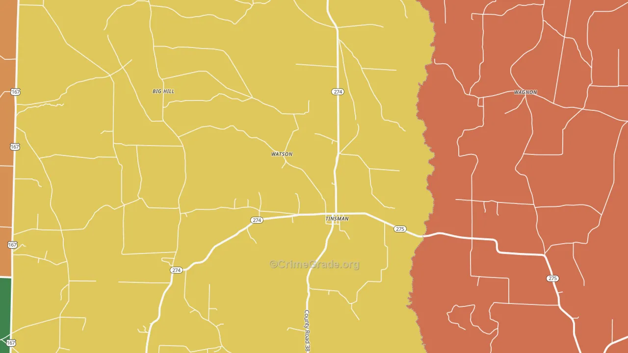 Tinsman, AR Map of Assault Rates