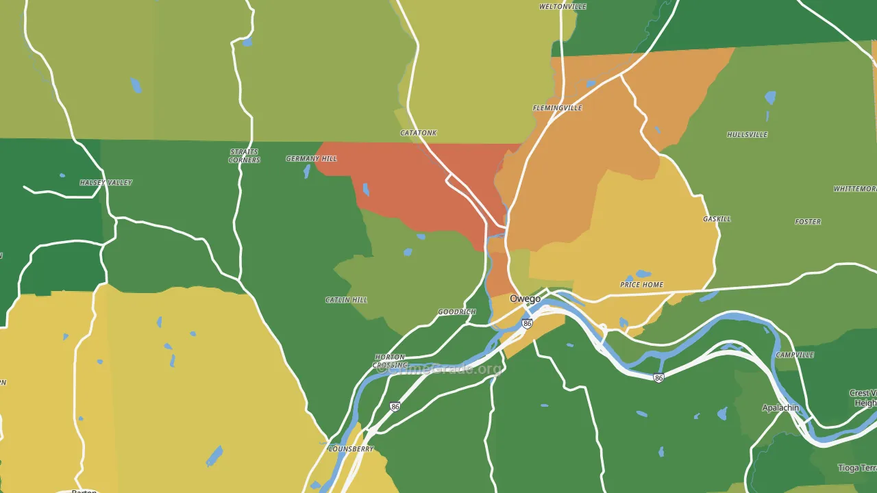 Tioga County, NY Map of Assault Rates