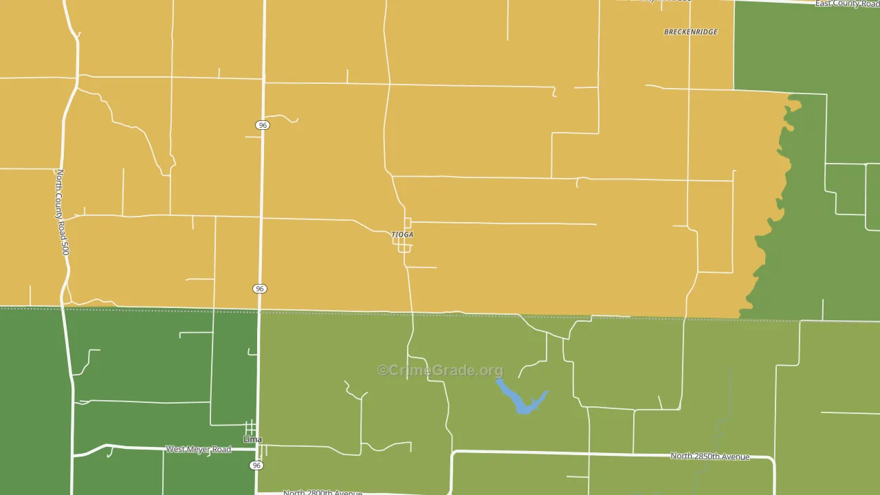 Tioga, IL Map of Assault Rates