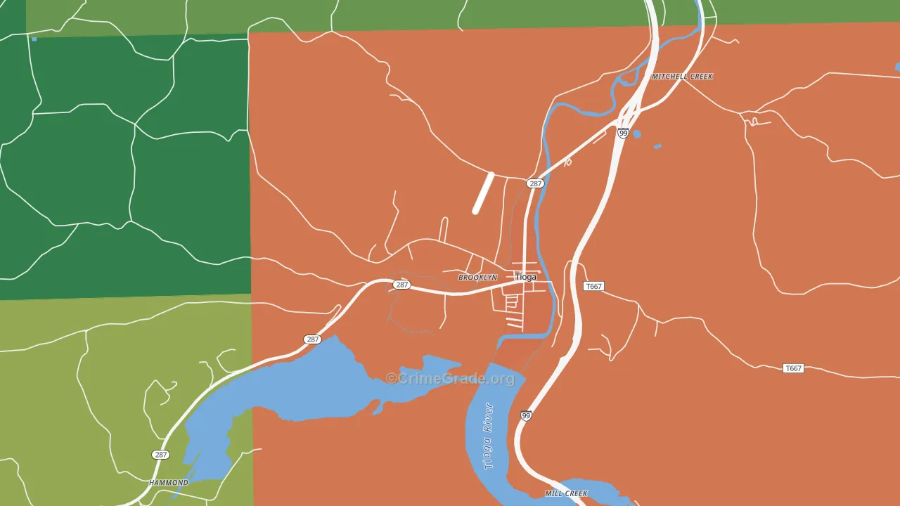 Tioga Junction, PA Map of Assault Rates