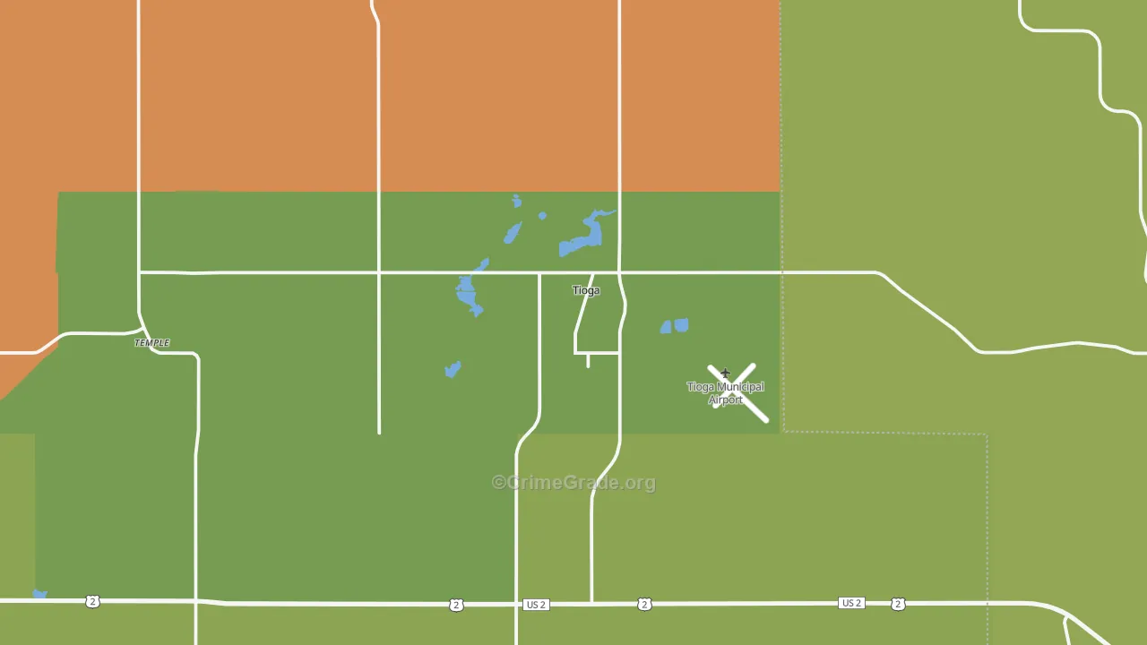 Tioga, ND Map of Assault Rates