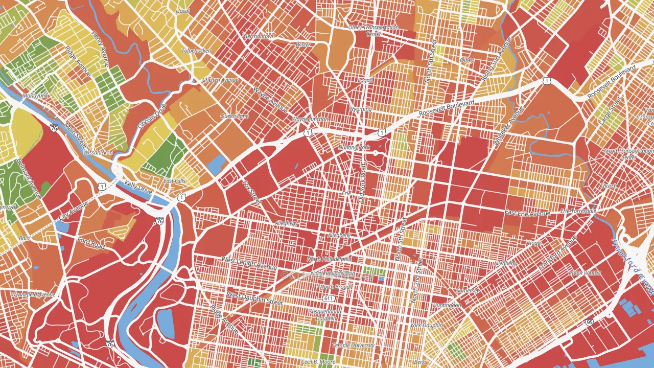 Tioga-Nicetown, Philadelphia, PA Map of Assault Rates