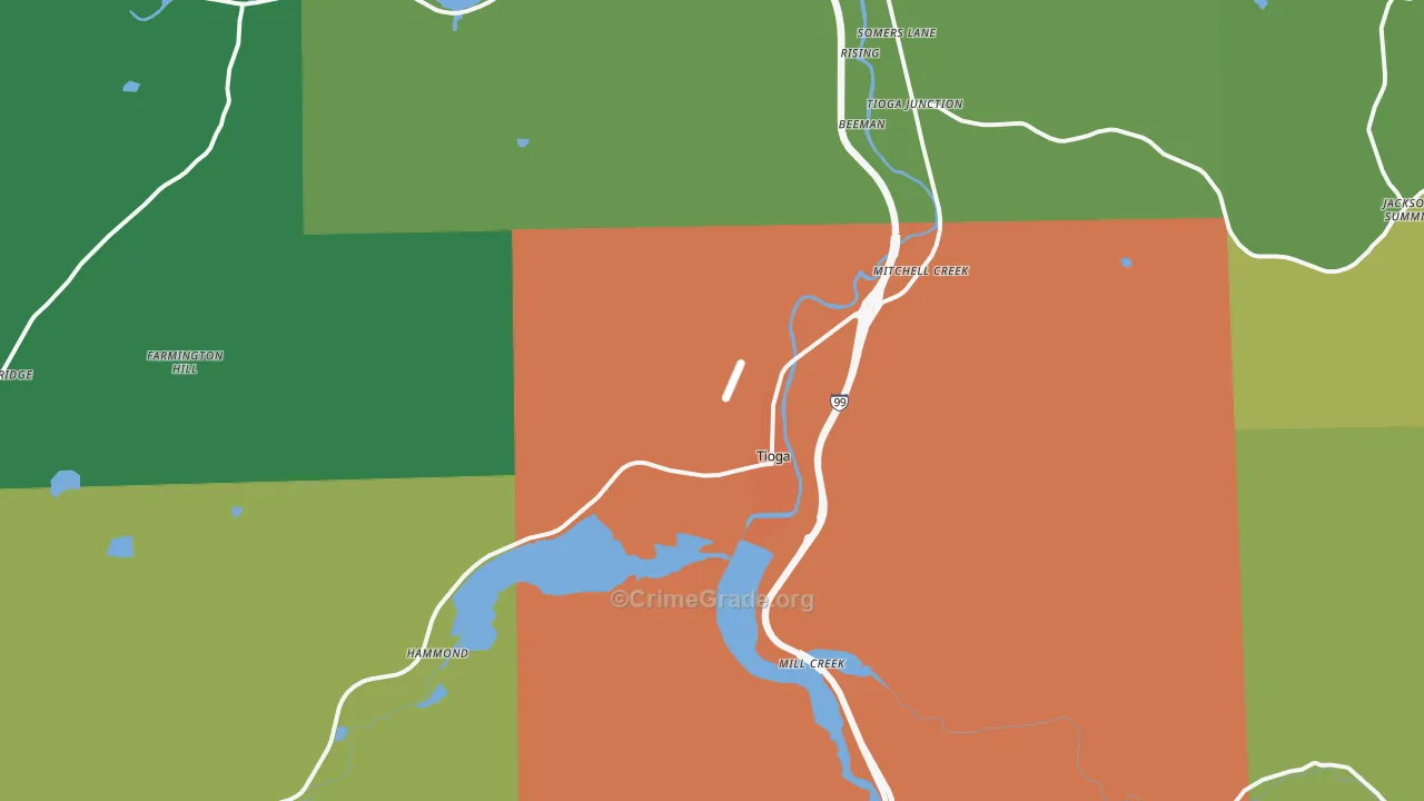 Tioga, PA Map of Assault Rates